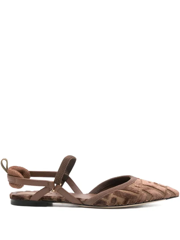 Fendi モノグラム スリングバック ハイヒール FENDI モノグラム スリングバック パンプス | ブラウン | FARFETCH JP