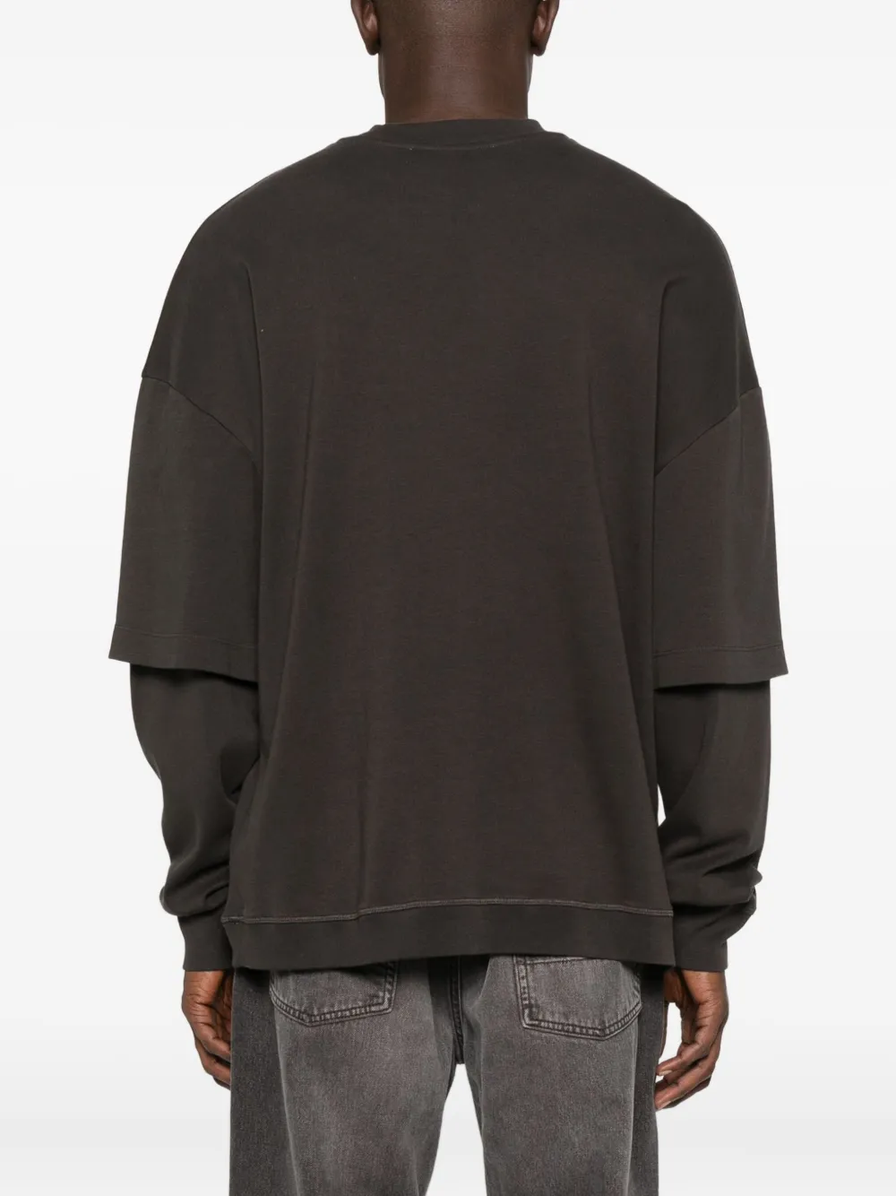 Darkpark Double-layered Crew-neck Sweatshirt - Brown 