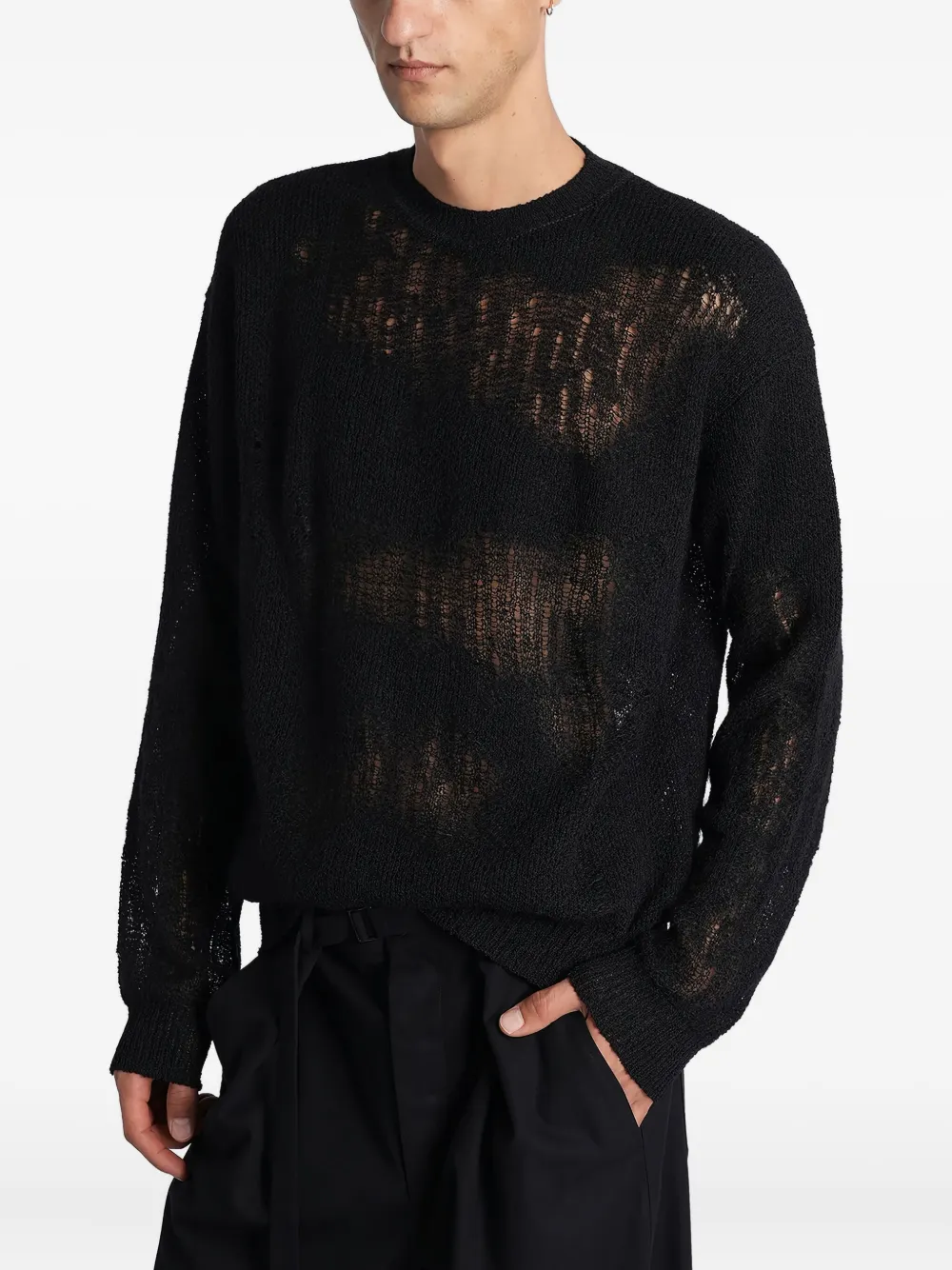 Ann Demeulemeester Distressed knit sweater | Black | Image 1