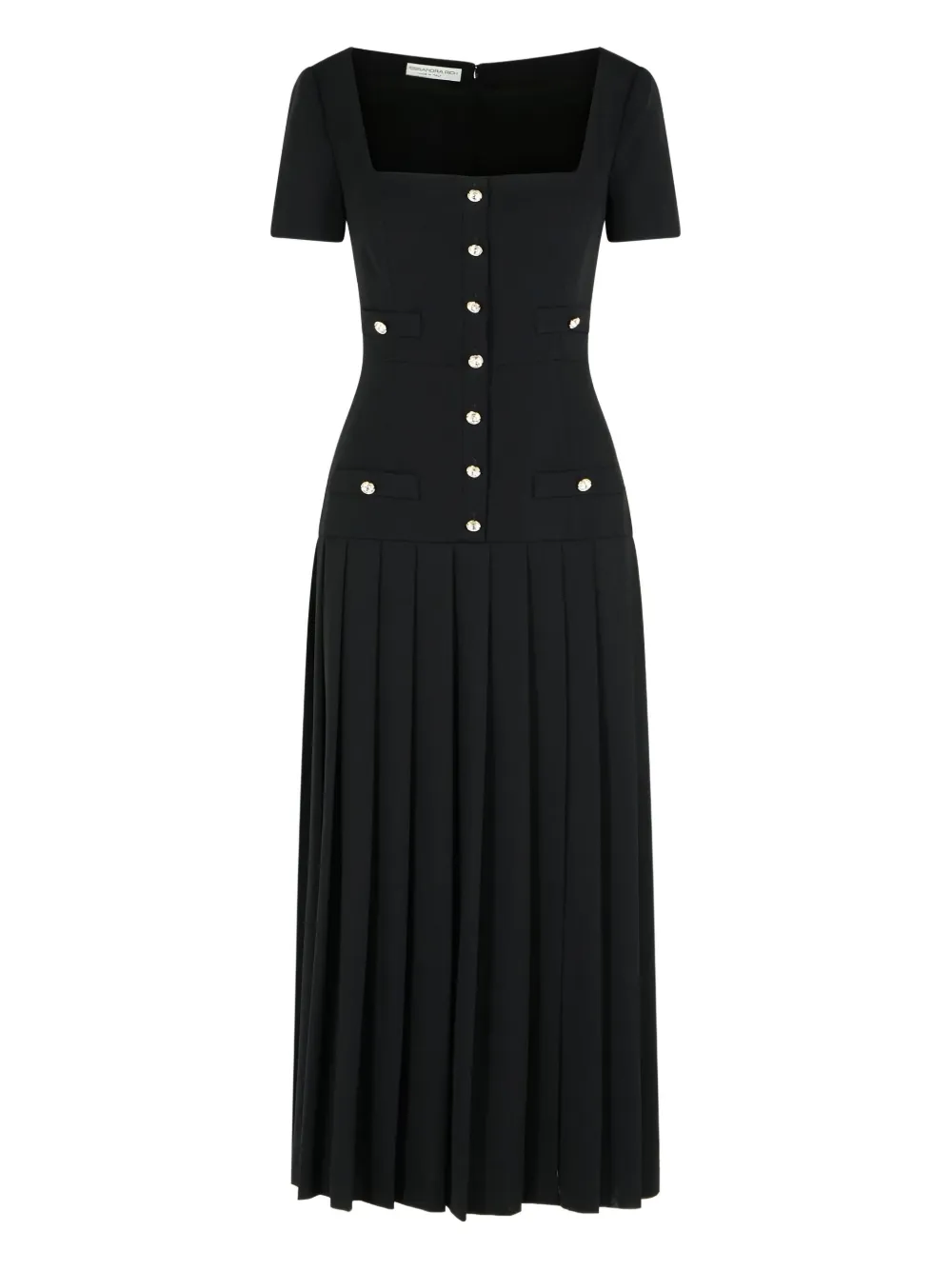 Alessandra Rich pleated square-neck midi dress | Black | Image 1