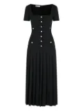 Alessandra Rich pleated square-neck midi dress - Black