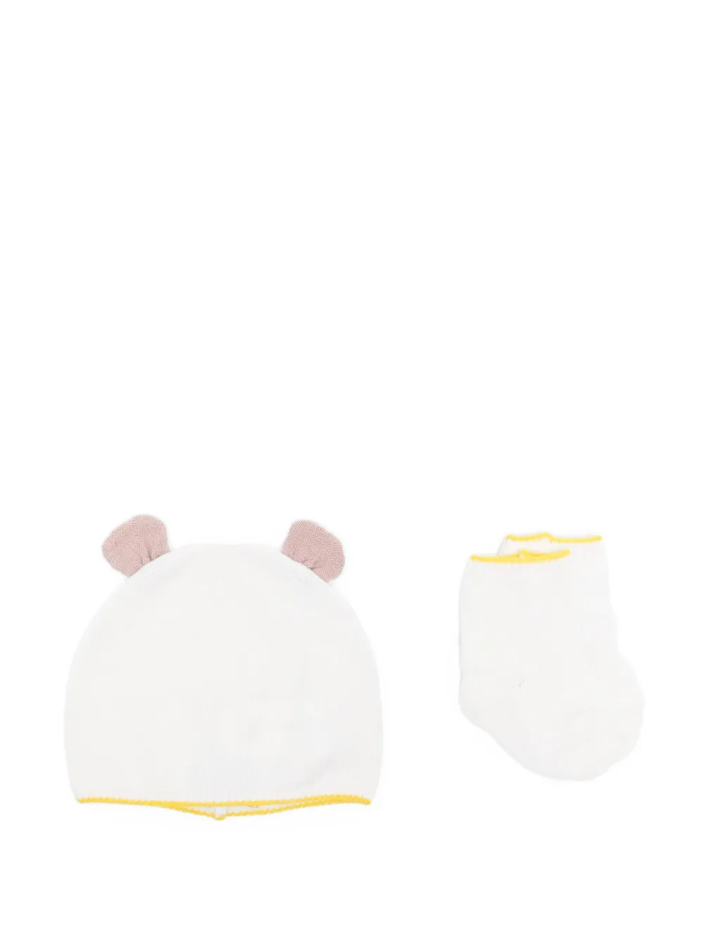 Gensami kids Sokken en muts met berenoren Beige