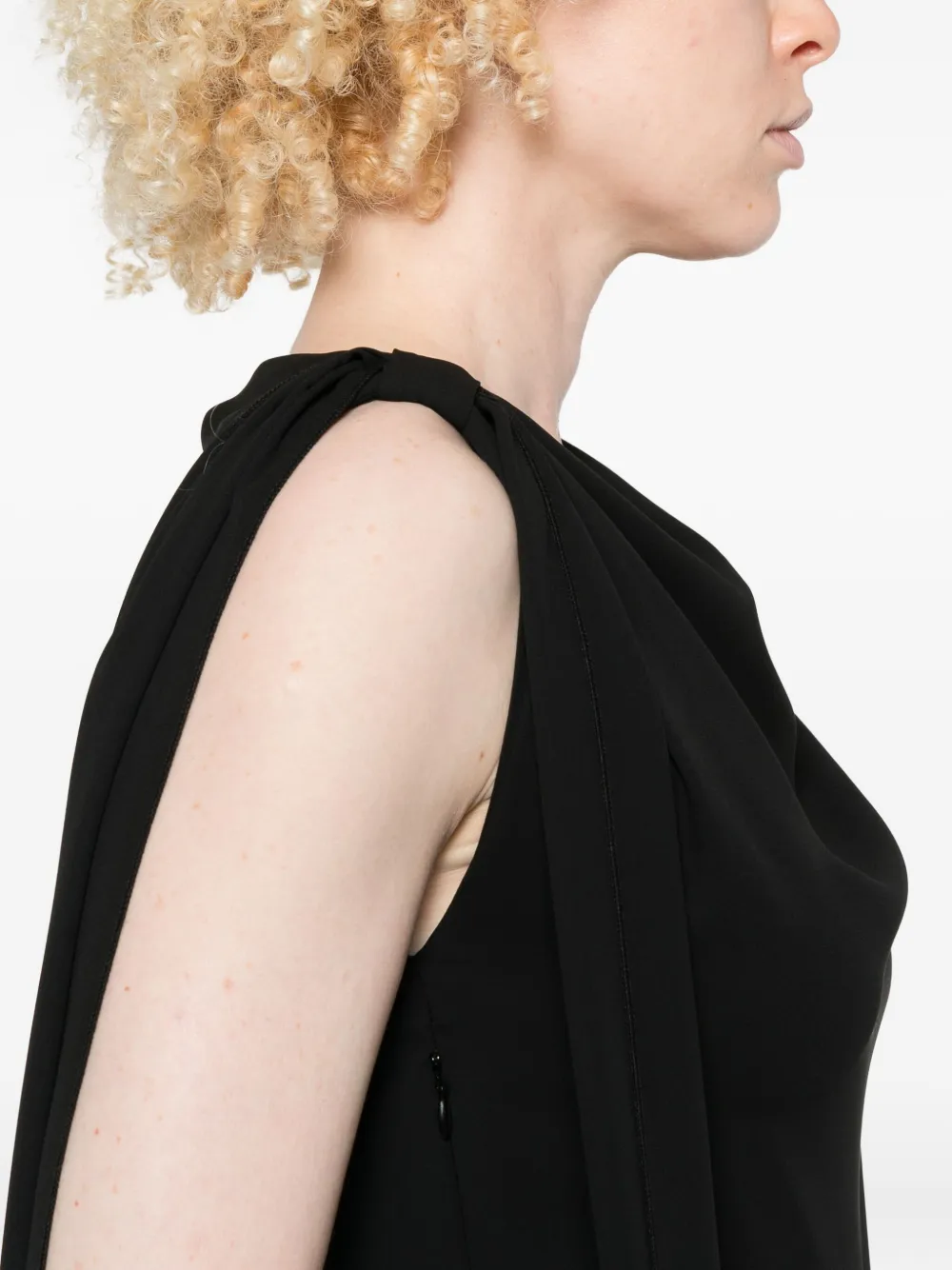 IMPERIAL Mini-jurk met gedrapeerde hals Zwart