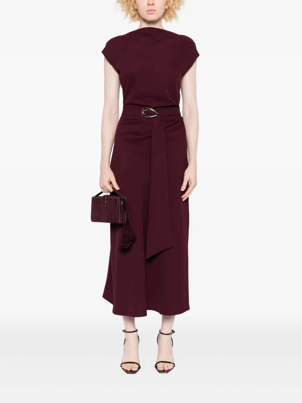 IMPERIAL Midi-jurk met kapmouwen en ceintuur Rood