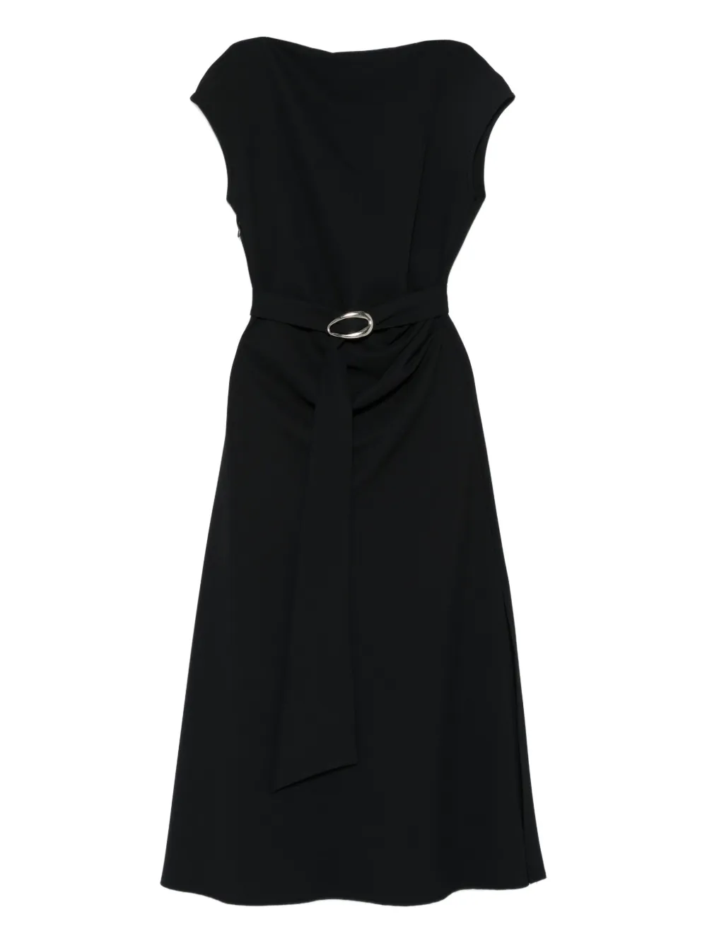 IMPERIAL belted cap-sleeve midi dress | Black | Image 1