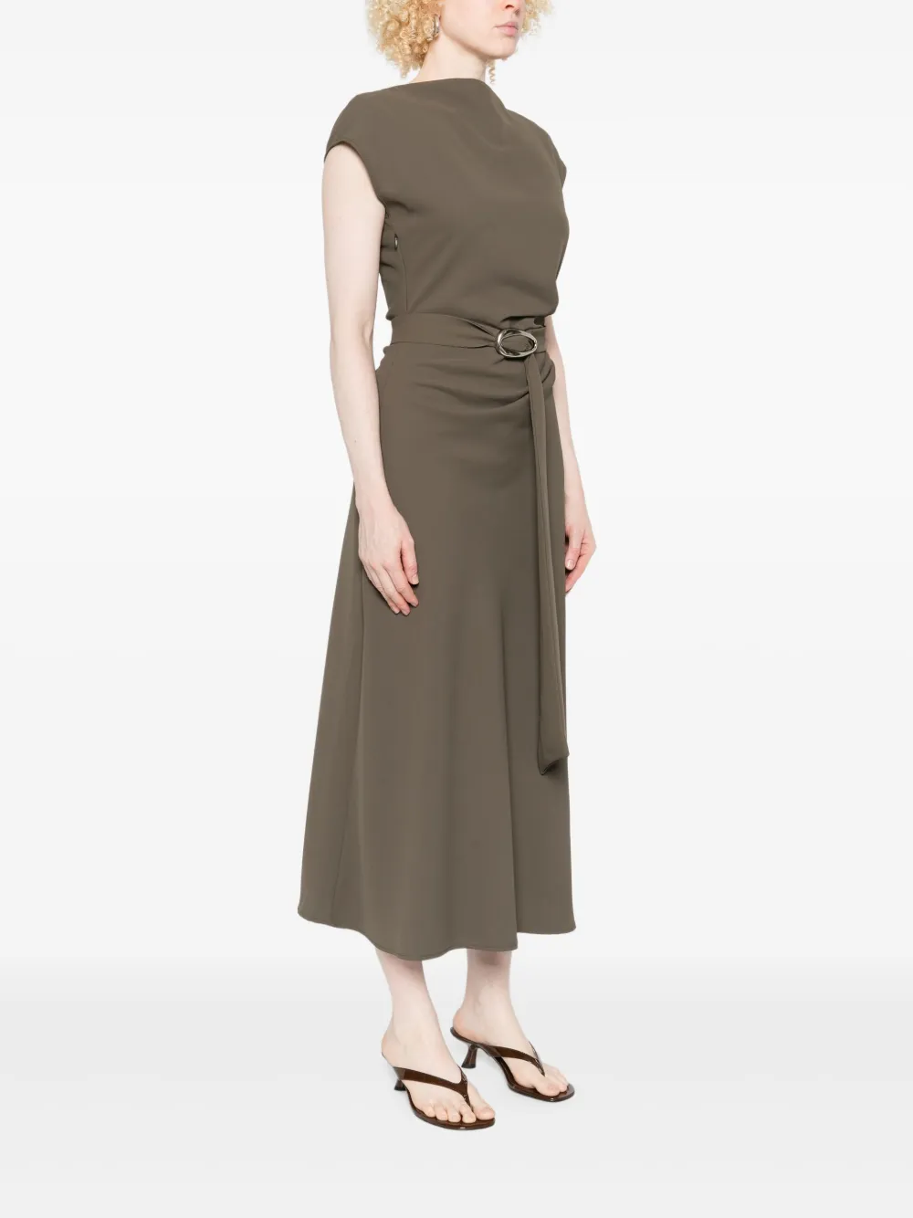 IMPERIAL Midi-jurk met kapmouwen en ceintuur Groen