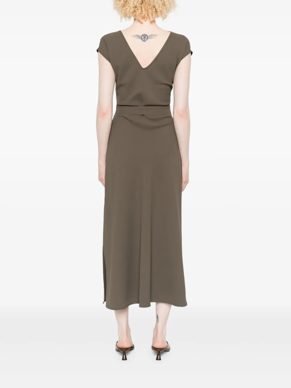 IMPERIAL Midi-jurk met kapmouwen en ceintuur Groen