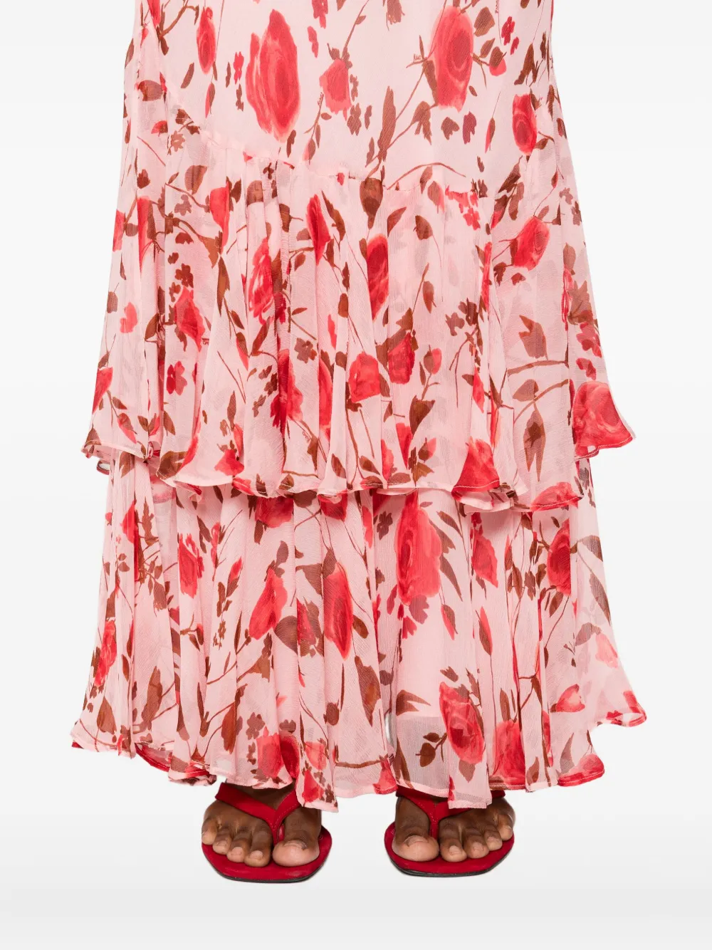 Rixo London Gerüschtes Kleid Mit Blumen-print In Pink