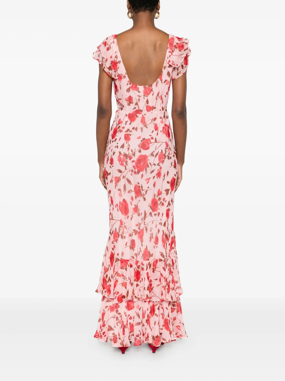 Rixo London Gerüschtes Kleid Mit Blumen-print In Pink