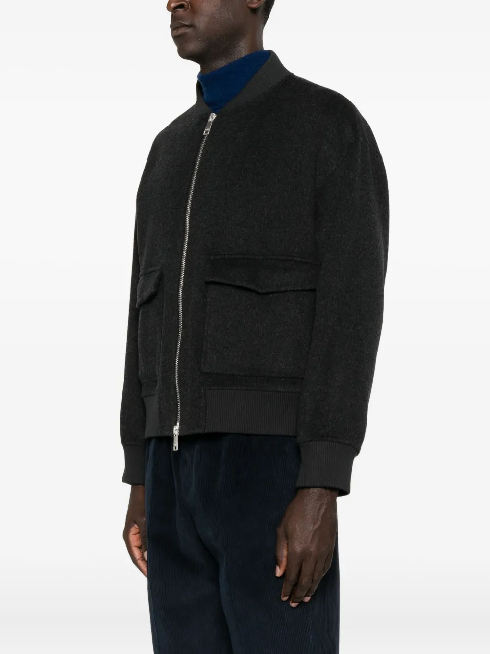 Arma Garni Zip-front Patch-pocket Jacket In Black