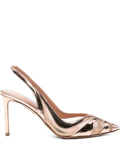 Aquazzura metallic-effect leather heeled pumps