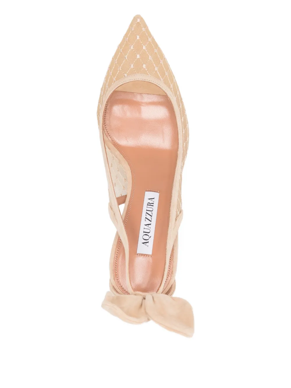 Aquazzura 85mm Bow Tie Net pumps Neutrals