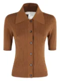 Tela ribbed button-front top - Brown