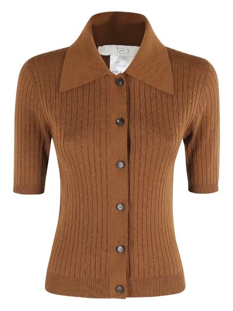 Tela ribbed button-front top 