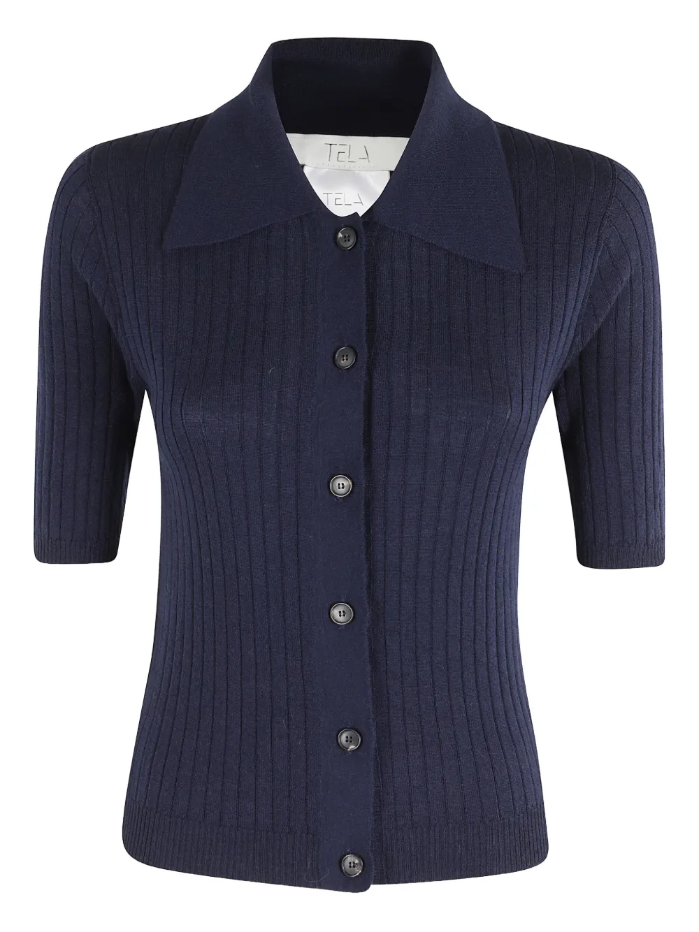 Tela ribbed-knit short-sleeves cardigan | Blue | Image 1