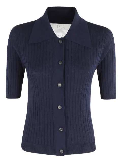 Tela ribbed-knit short-sleeves cardigan