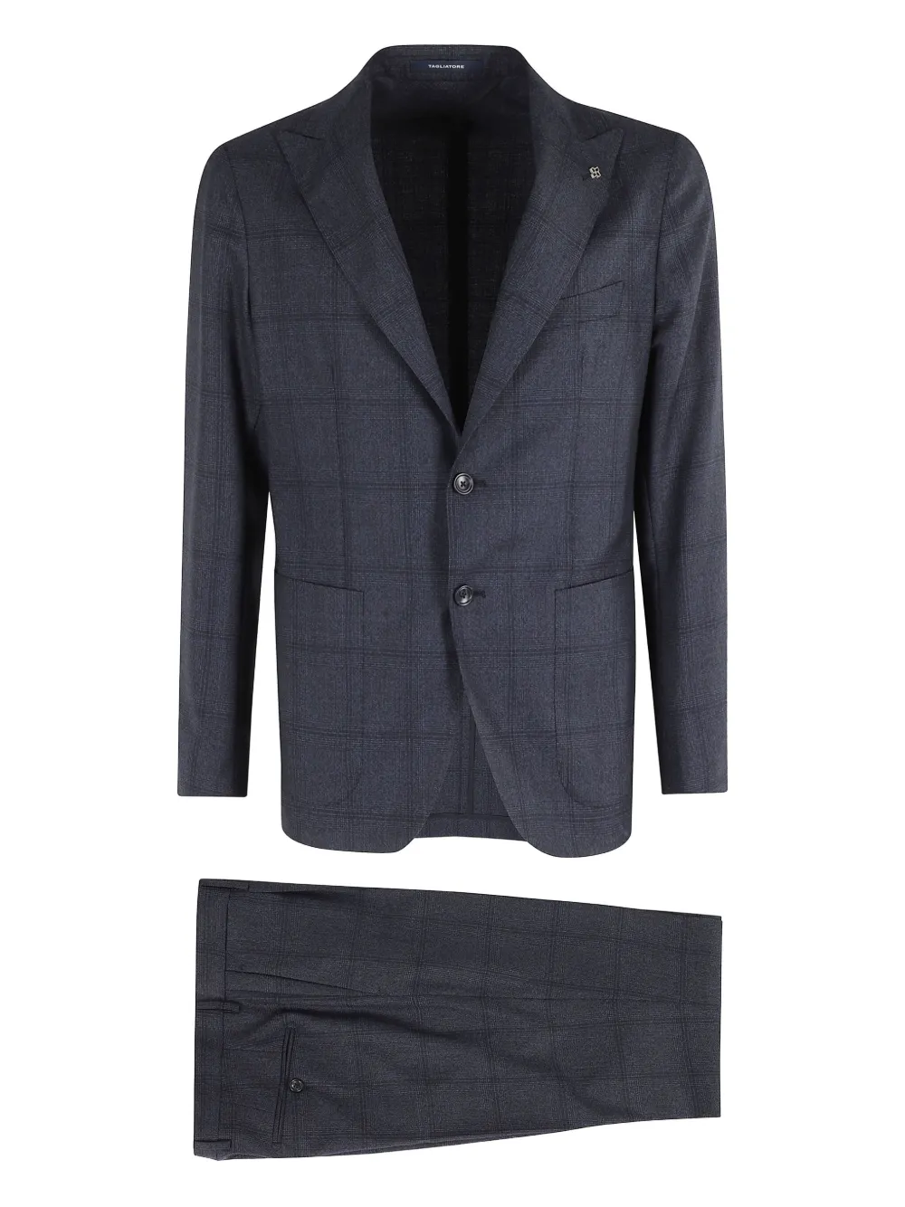 Tagliatore Check-pattern Single-breasted Suit In Blue