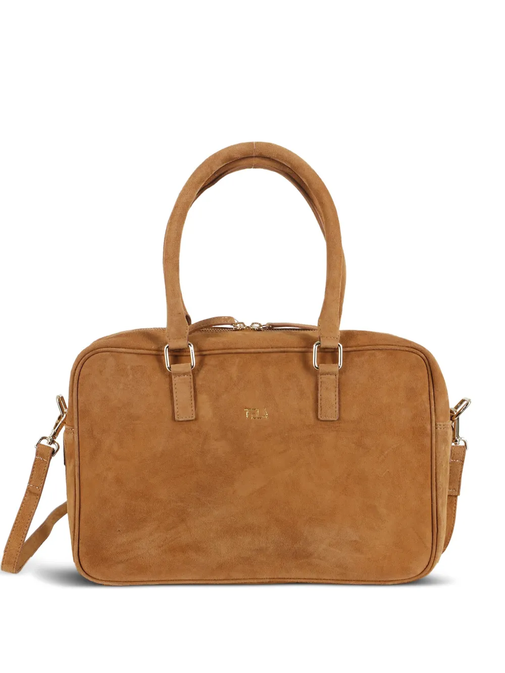 Tela double-handle suede tote bag | Brown | Image 1