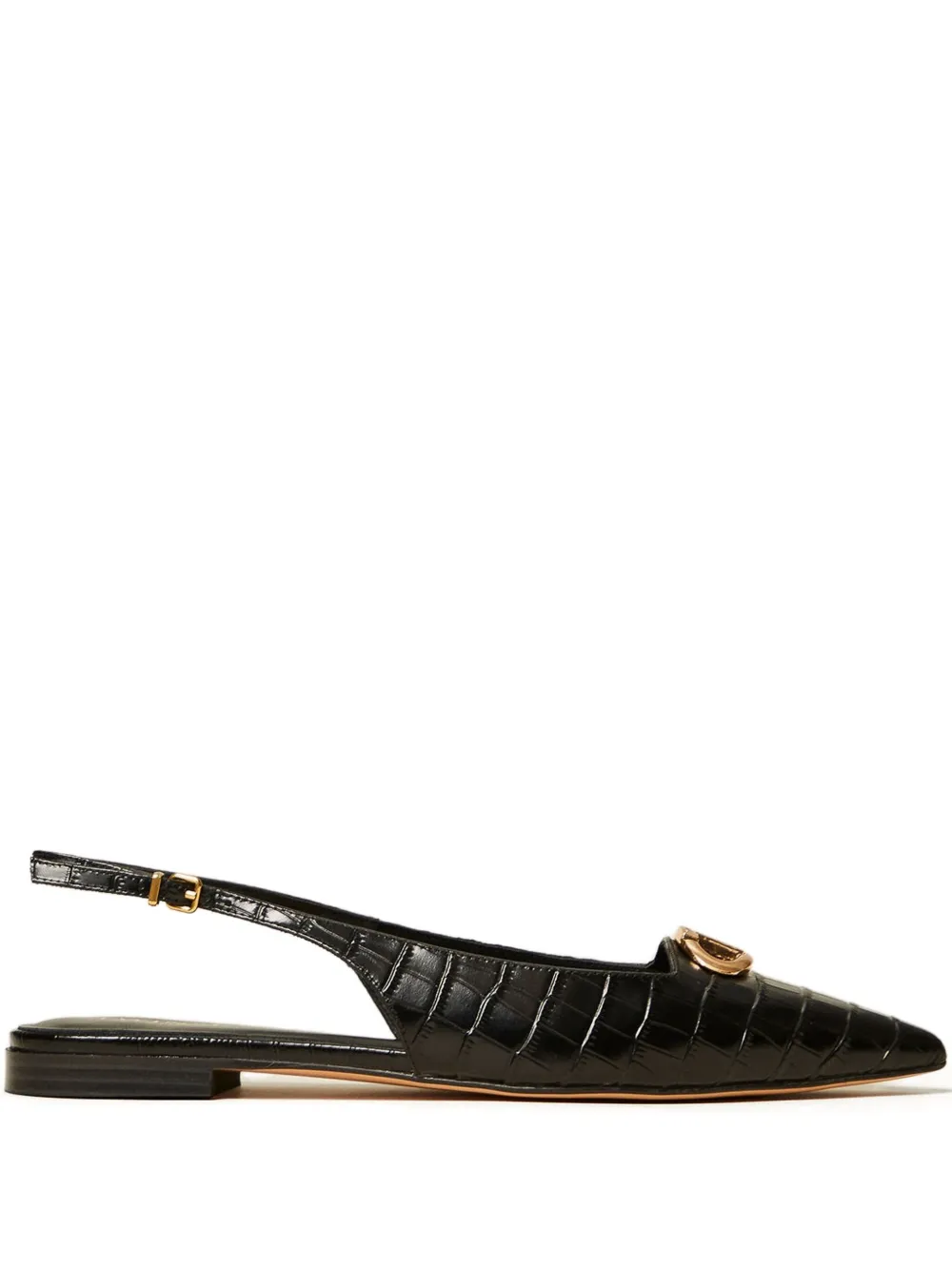 TWINSET Slingback muiltjes met krokodillenprint Zwart