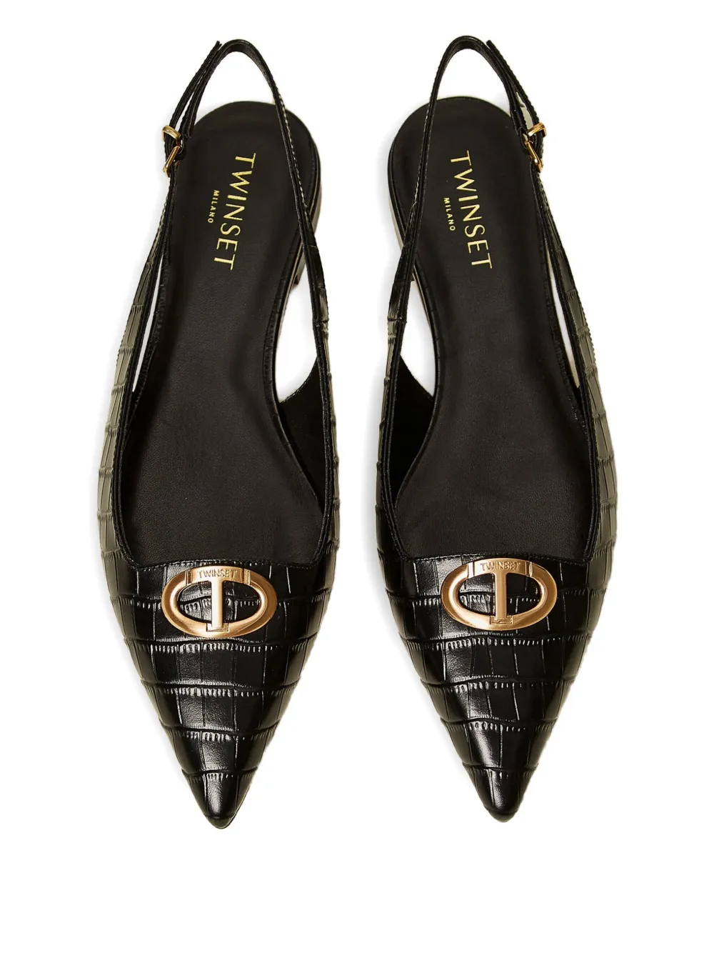 TWINSET Slingback muiltjes met krokodillenprint Zwart