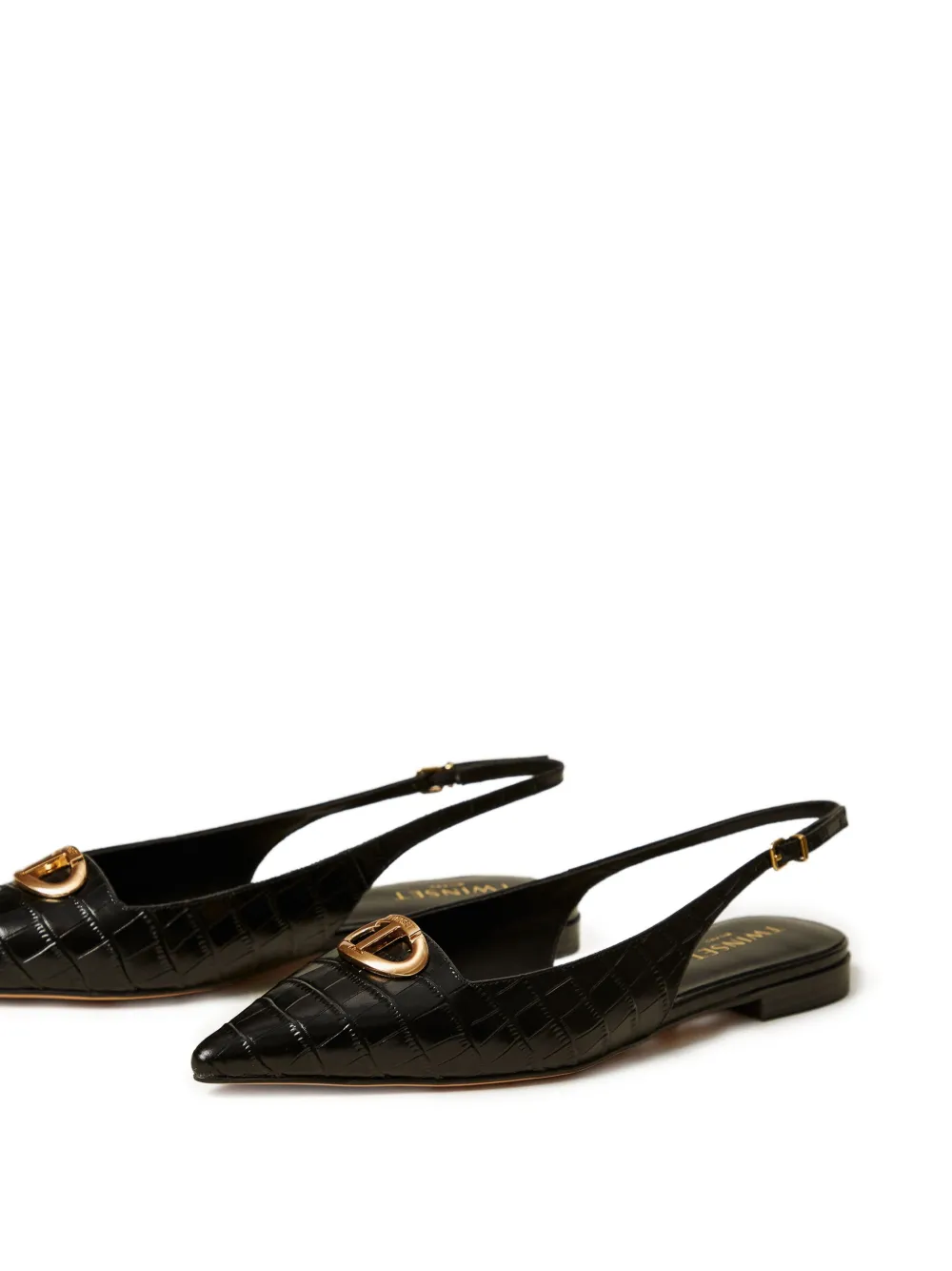 TWINSET Slingback muiltjes met krokodillenprint Zwart