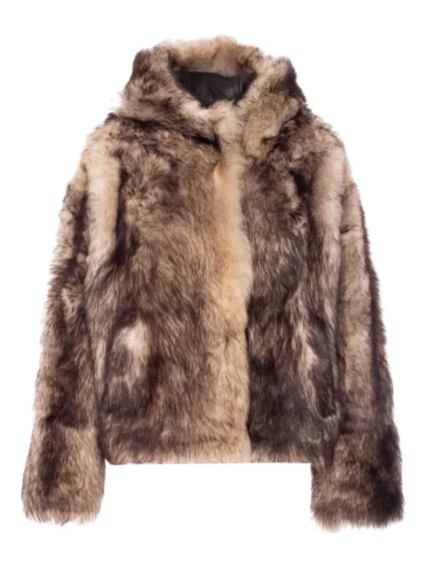 Yves Salomon button-fastening hooded fur jacket