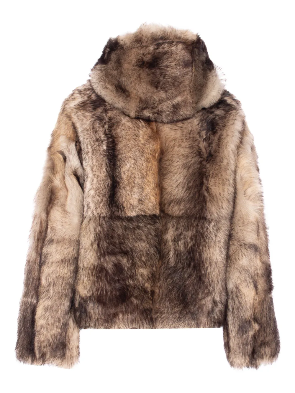 Yves Salomon button-fastening hooded fur jacket Bruin
