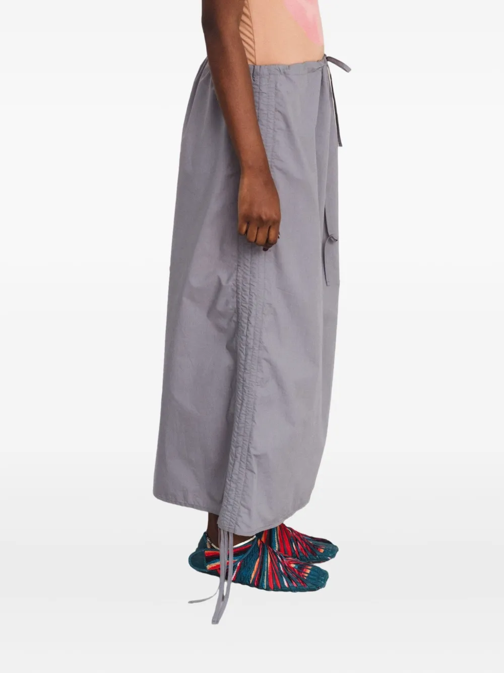 Baserange Drawstring-detail Gathered Skirt In Gray