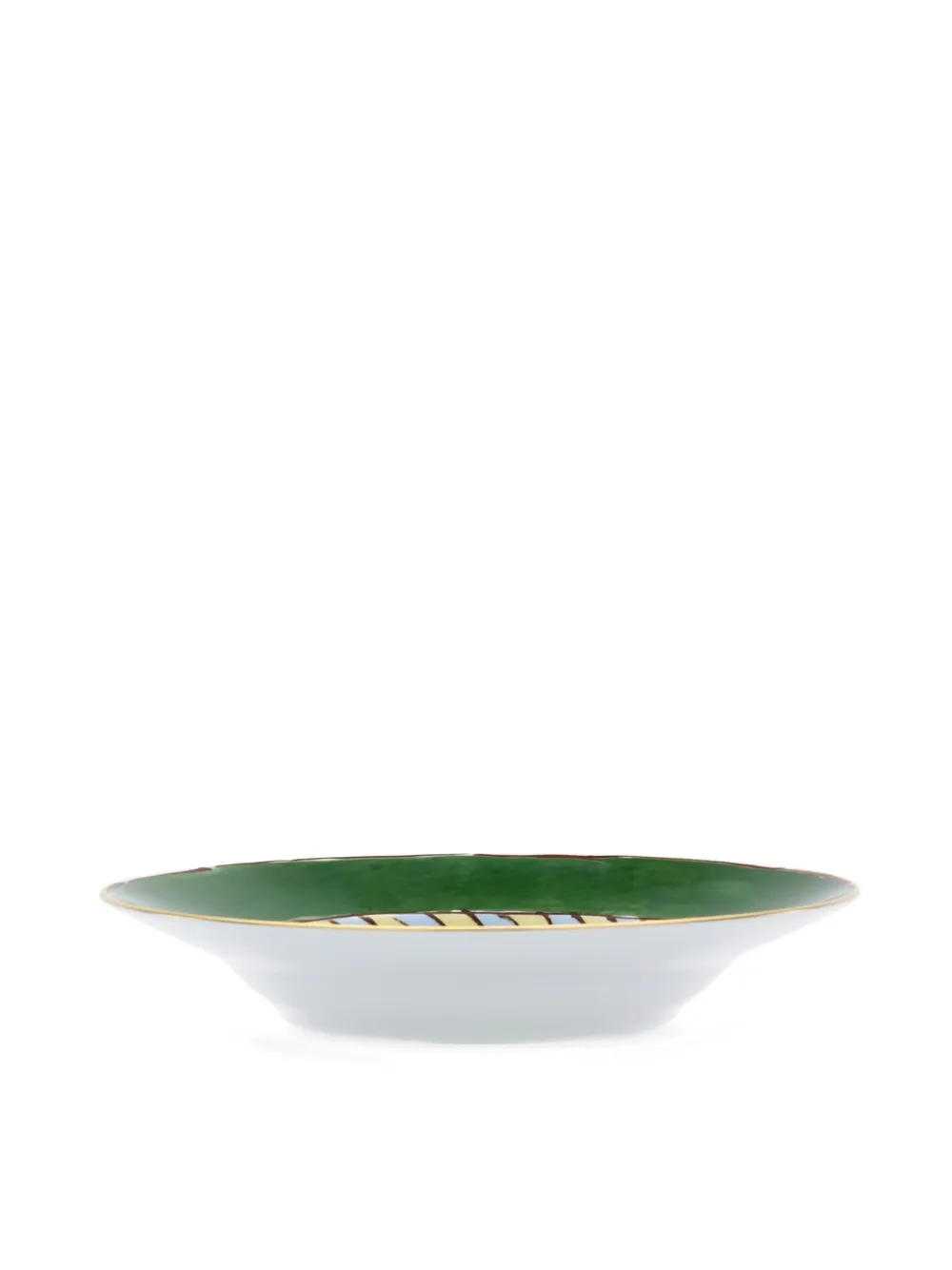Ginori 1735 Il Viaggio Di Nettuno Striped-rim Bowl In Green