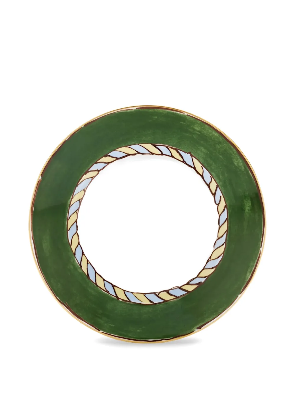 Ginori 1735 Il Viaggio Di Nettuno Striped-rim Bowl In Green