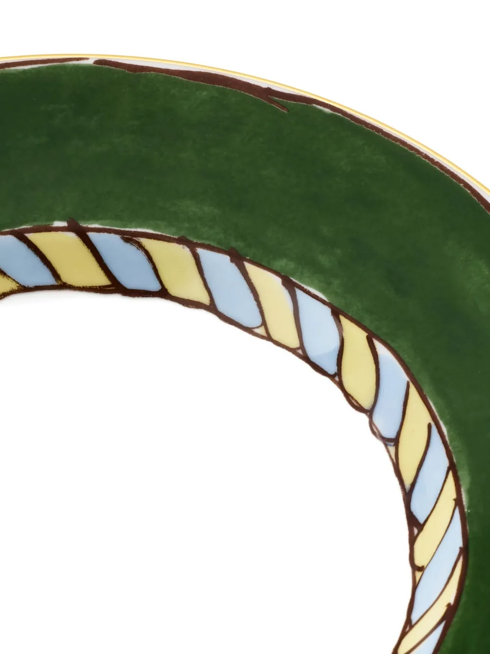 Ginori 1735 Il Viaggio Di Nettuno Striped-rim Bowl In Green