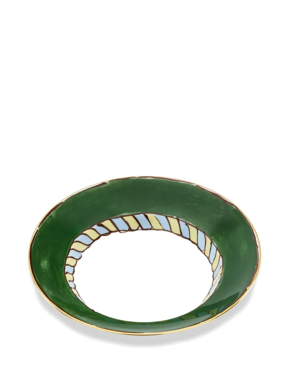 Ginori 1735 Il Viaggio Di Nettuno Striped-rim Bowl In Green
