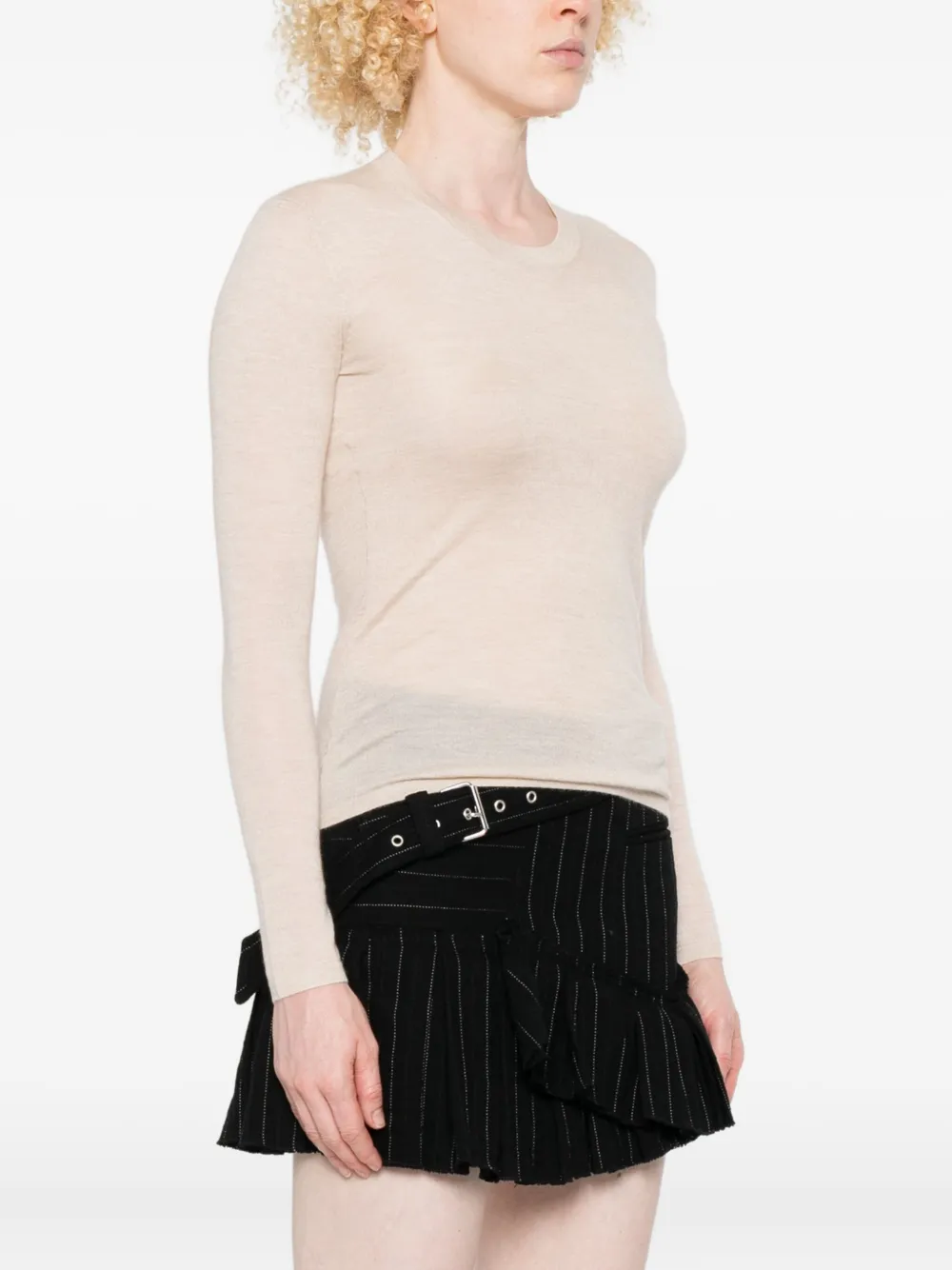 Isabel Marant Long-sleeve Round-neck Sweater In Neutral