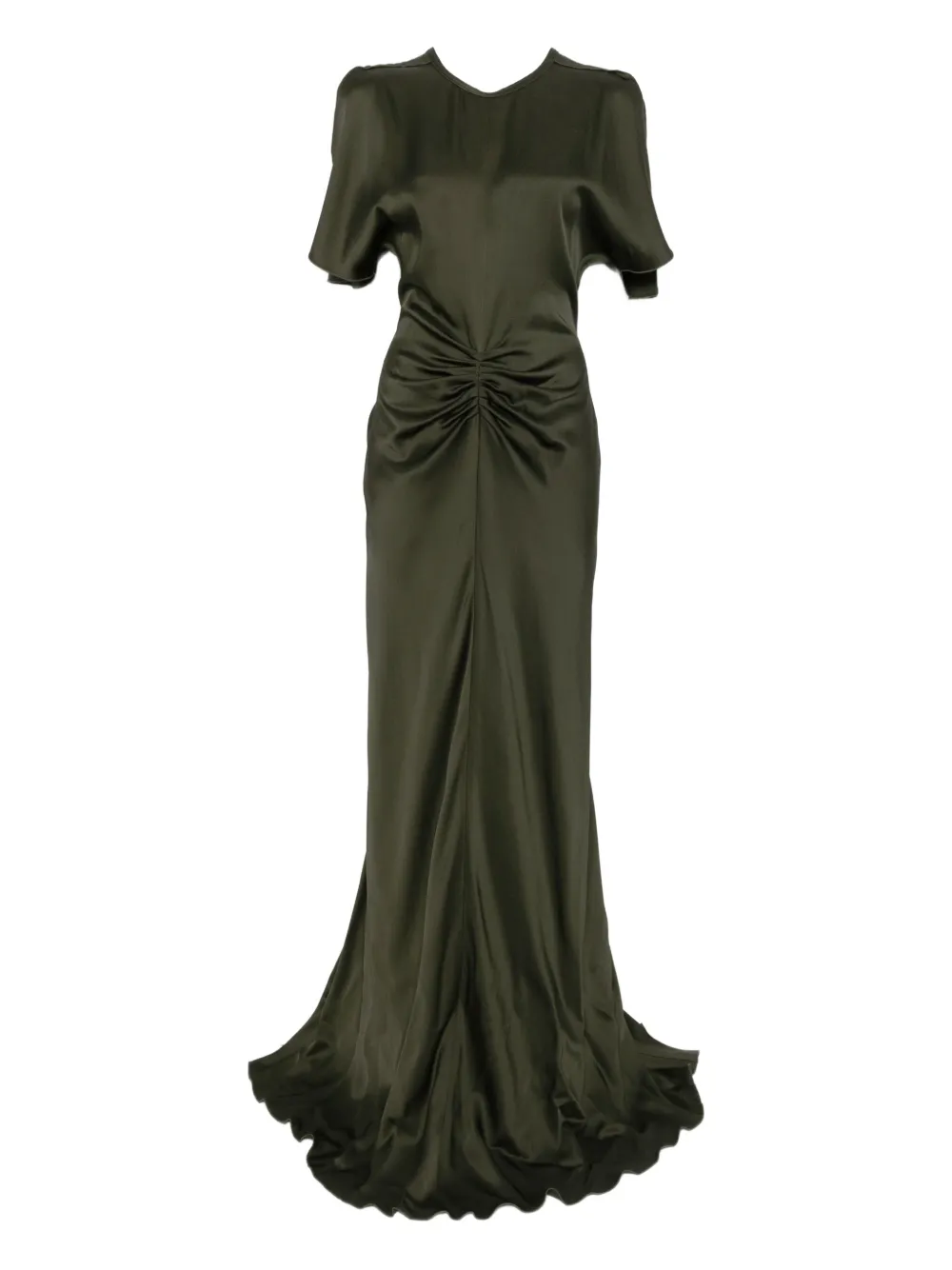 Victoria Beckham Bella draped short-sleeve dress | Green | Image 1