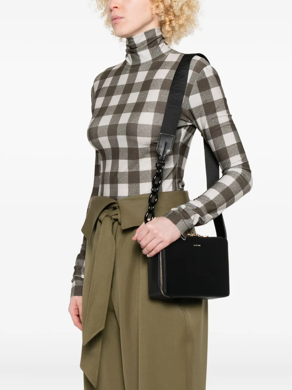 Lanvin logo-print shoulder bag - Zwart