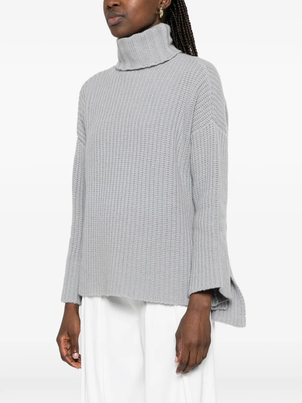 La Julie Cashmere Ribgebreide coltrui Grijs