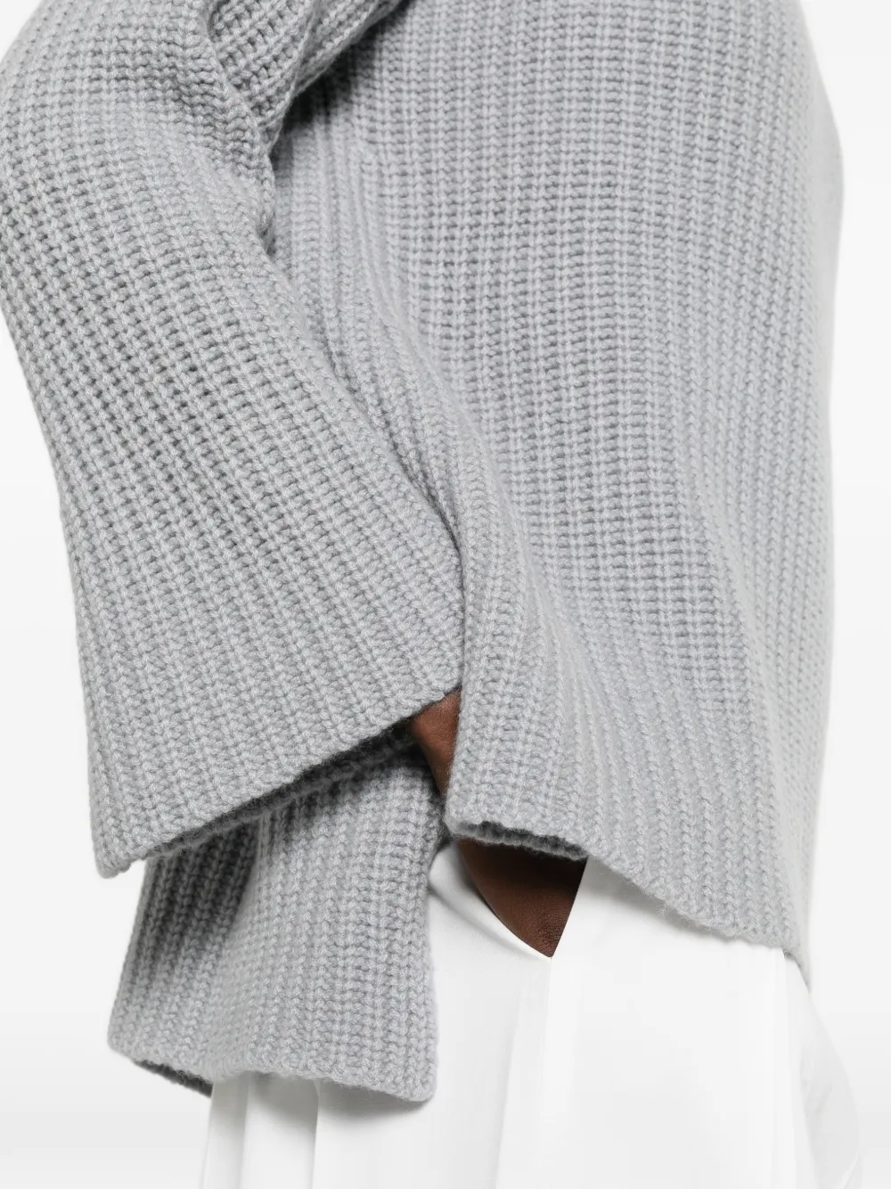 La Julie Cashmere Ribgebreide coltrui Grijs