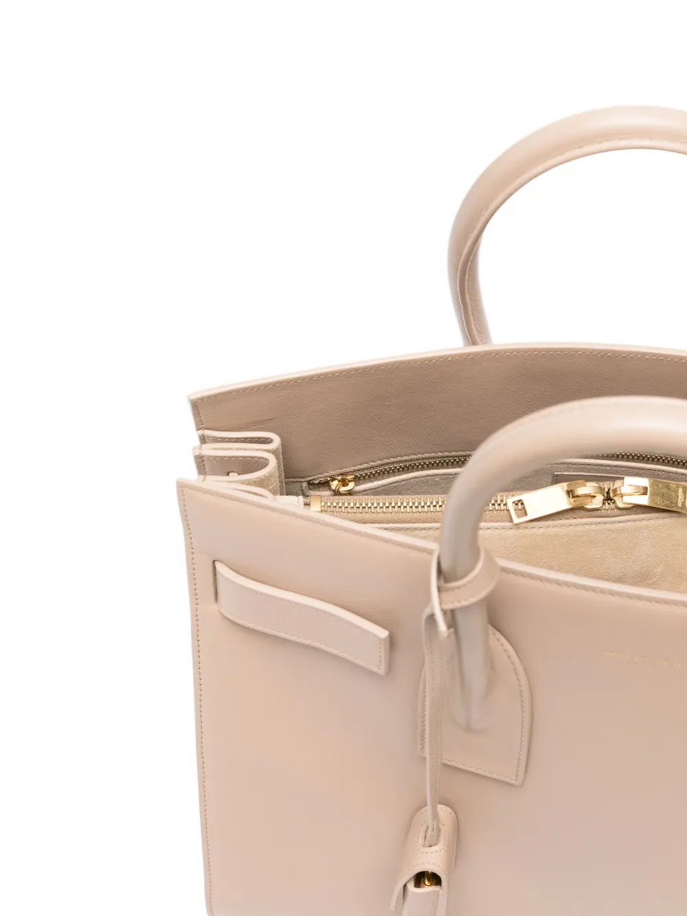 Saint Laurent Sac De Jour Leather Tote Bag In Neutral