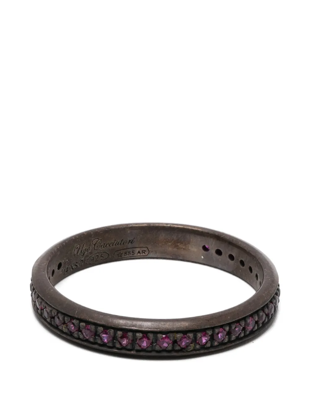 Ugo Cacciatori rubies band ring - Nero