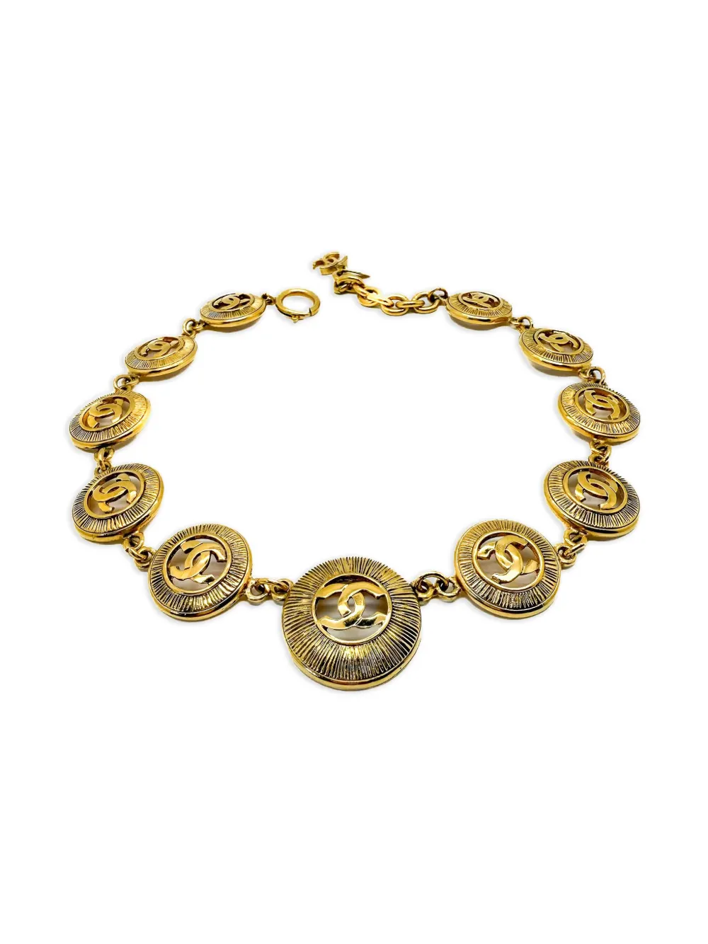 Pre-owned Chanel 1980s Medallion Necklace In Gold