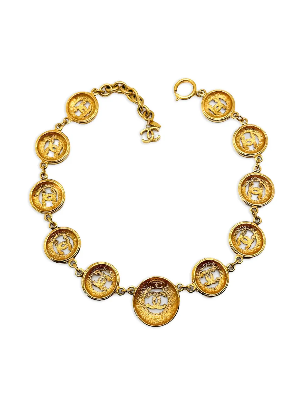Pre-owned Chanel 1980s Medallion Necklace In Gold