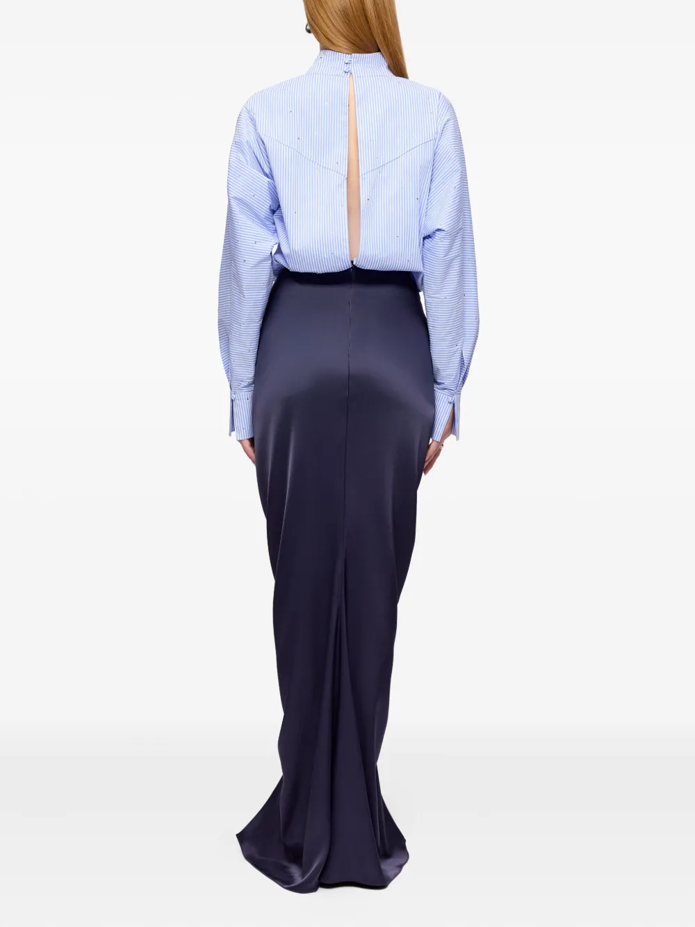 V:pm Atelier Corynna Draped Maxi Dress In Blue
