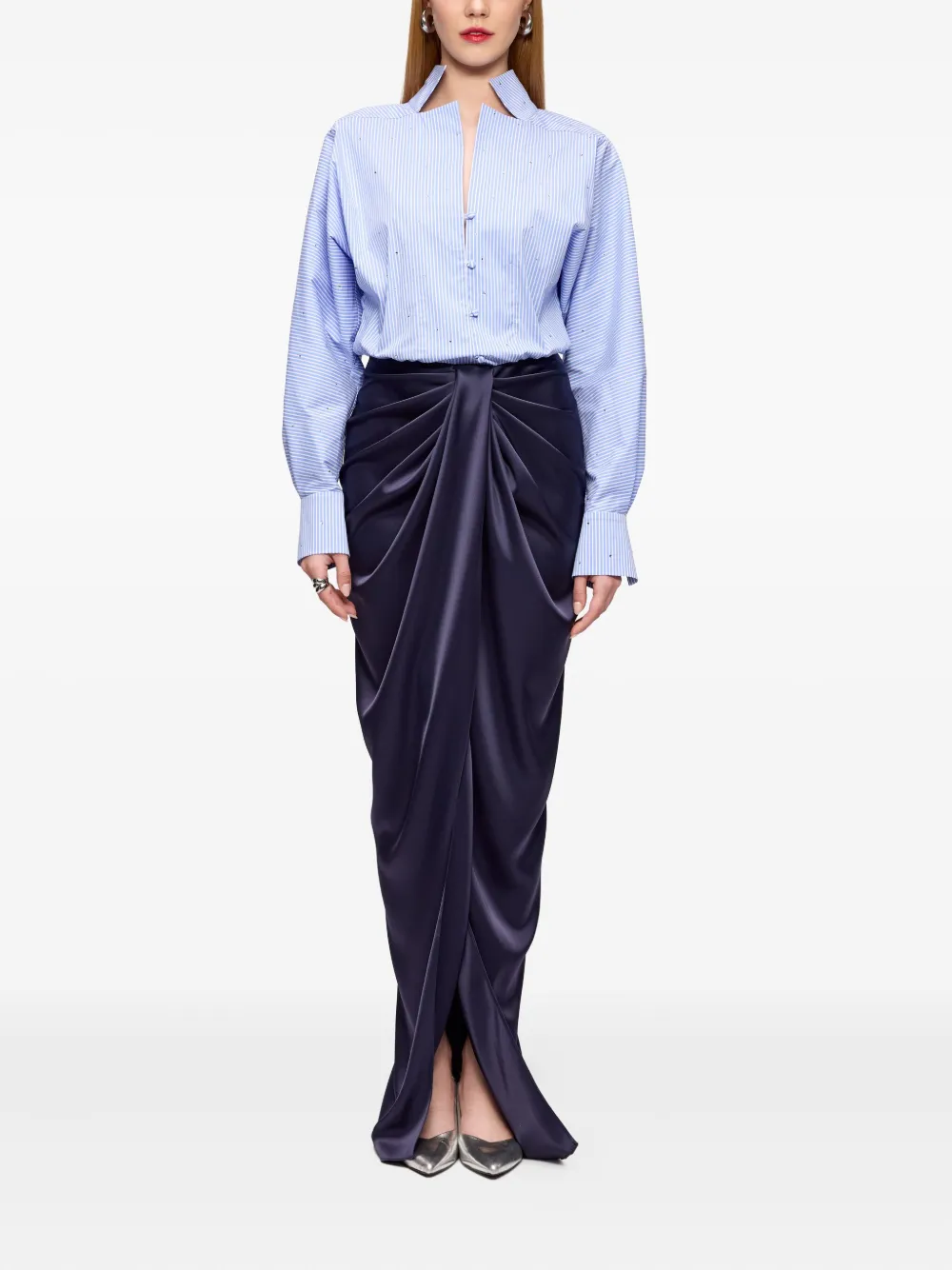 V:PM ATELIER Corynna draped maxi dress - Blauw