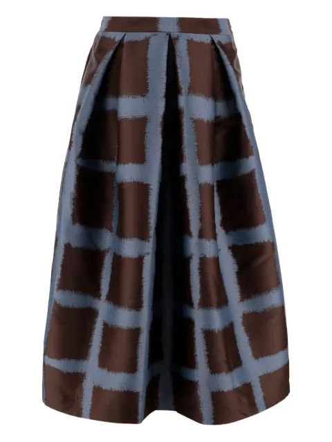 Lunatica Milano Luna pleated check midi skirt