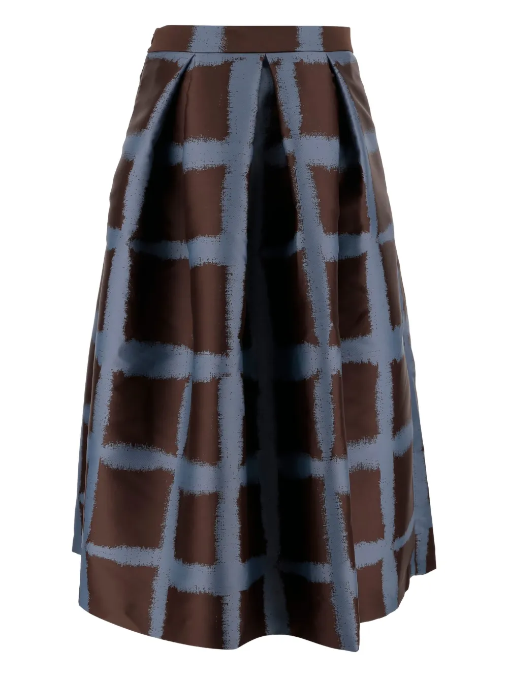 Lunatica Milano Luna pleated check midi skirt - Bruin