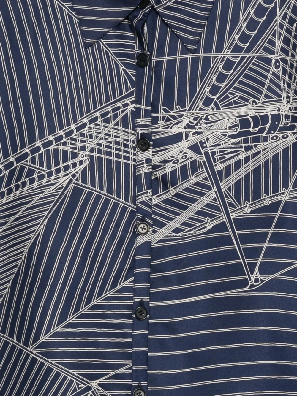 Pre-owned Hermes 2000s Striped-print Silk Shirt In Blue