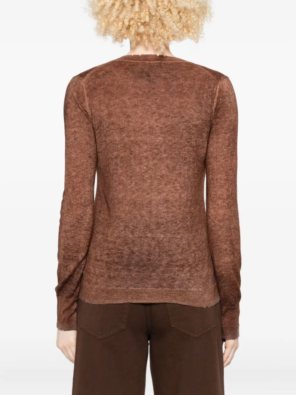 Avant Toi Frayed Knitted Top In Brown