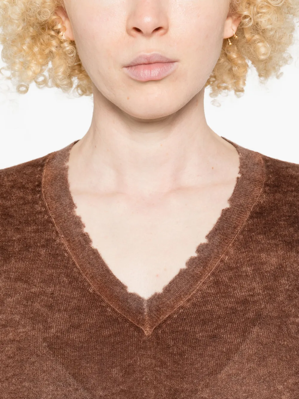 Avant Toi Frayed Knitted Top In Brown