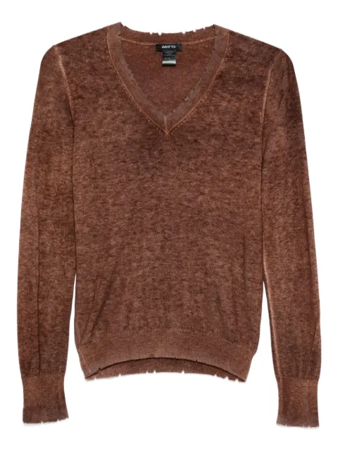 Avant Toi frayed knitted top