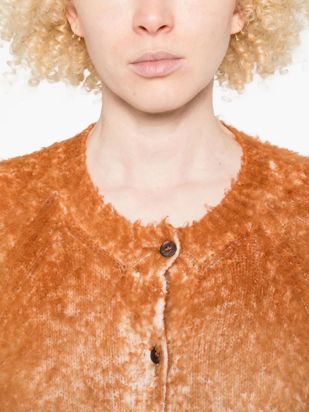 Avant Toi Cotton Button Cardigan In Brown